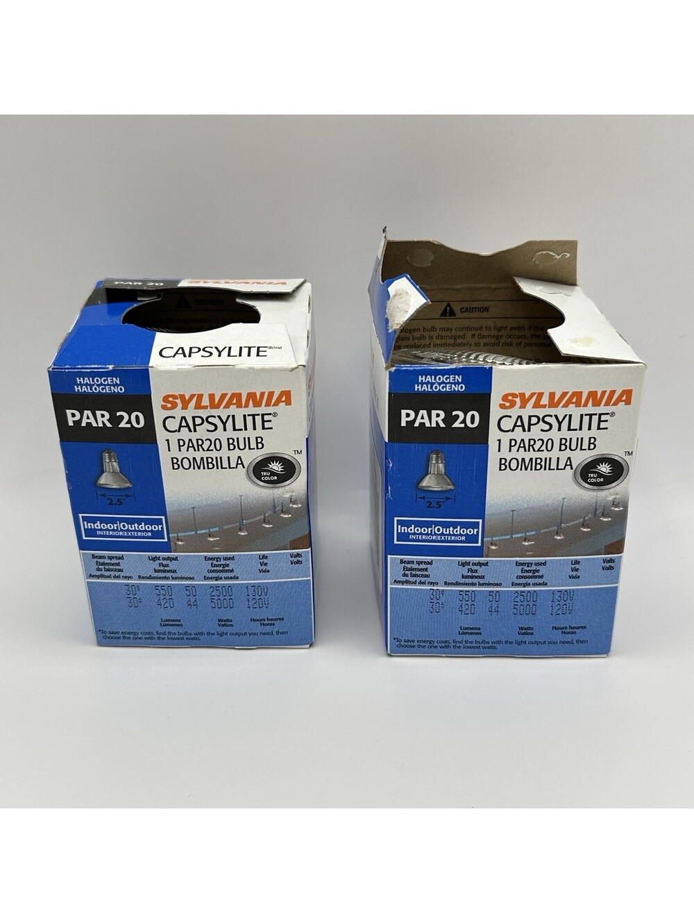 2X SYLVANIA Halogen Capsylite PAR 20 Light Bulb 50PAR20 Indoor Outdoor